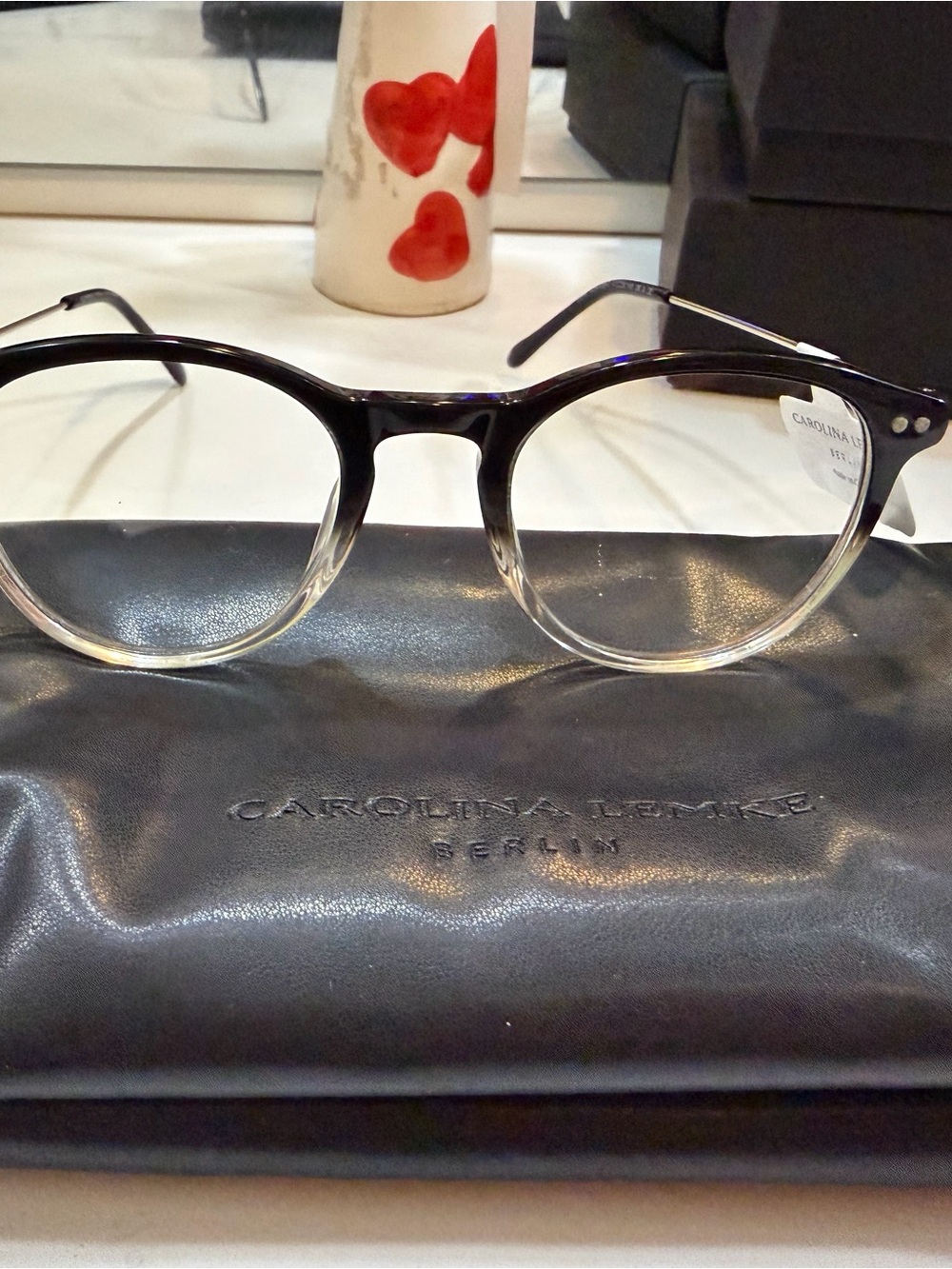 Two-Tone Round Women’s Glasses - Black & Clear